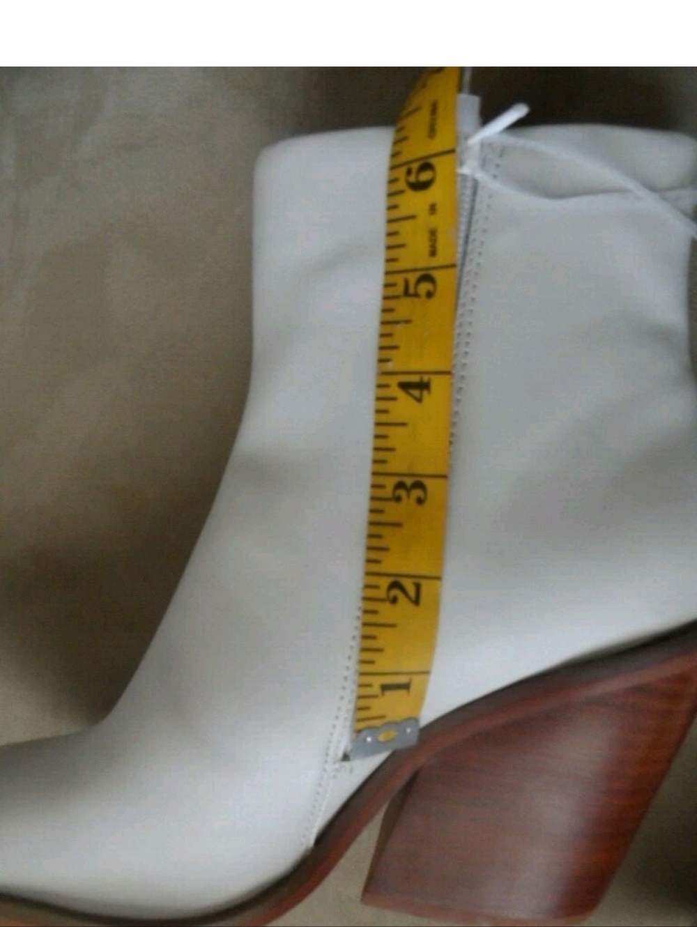 Steve Madden Charlene Leather Ankle Boots with Wooden Heel White Sz 8.5 New - Picture 11 of 13